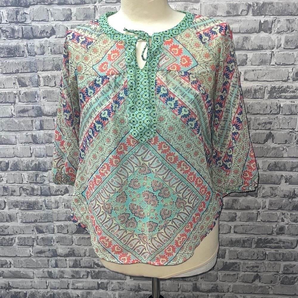 Fig and flower Anthropologie boho top blouse with built in cami size PetiteSmall